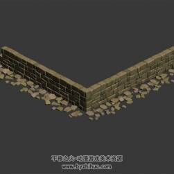 磚砌圍墻 四角面3D模型下載 max格式