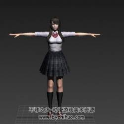 亞洲女學(xué)生 游戲角色3DMax模型下載