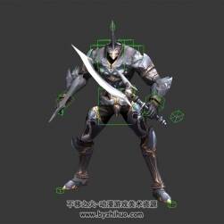 全身鎧甲武師 3D模型 有綁定和揮砍的動作