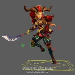魔幻風(fēng)怪物牛角武士帶刀含綁定3DMaya模型下載