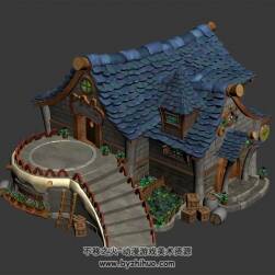 卡通双层小房子 四角面3D模型下载 max格式