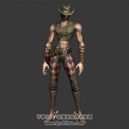 一身綠色的牛仔 3D模型 有綁定和待機(jī)動(dòng)作