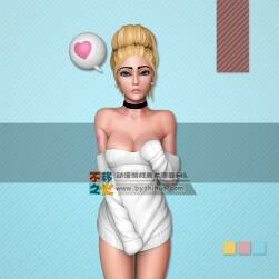 可爱的金发碧眼的毛衣美女模型 zbrush模型