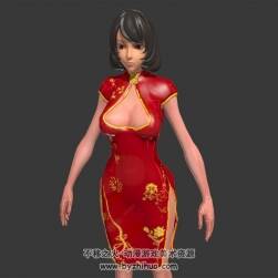 東方旗袍女 Max模型