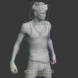 欧美现代帅哥型男3DMax模型下载 无贴图四边面带绑定