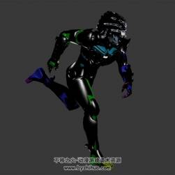 科幻機甲英雄3DMax模型帶骨骼疾跑動作下載