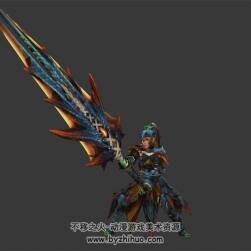 巨劍鎧甲女戰(zhàn)士 3D模型 有綁定和連續(xù)攻擊動作
