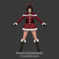 次世代 红衣圣诞节主题套装少女 3D模型高精模
