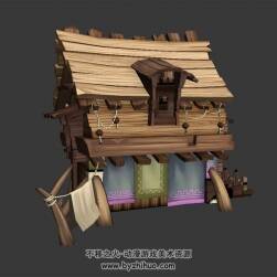 鄉(xiāng)下木屋 max模式下載 3D模型 四角面
