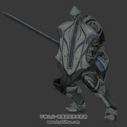 游戲持盾古歐鎧甲士兵劈砍動(dòng)作3DMax模型下載