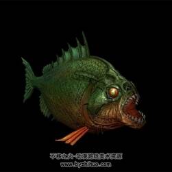 綠豆蠅色的食人魚一只 3D模型