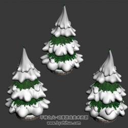 雪地松樹(shù) 3D模型 四角面max格式下載