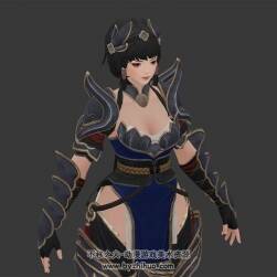 中式武俠女角色雙環(huán)武器3DMax模型下載