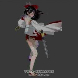 中式古裝天刀角色女連擊動作3DMax模型帶綁定下載