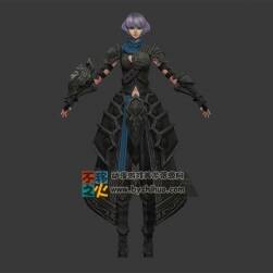 铠甲 美女 紫发女战士模型