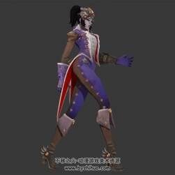 游戲角色女槍手帶綁定帶行走動(dòng)作3DMax模型下載
