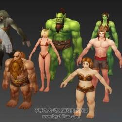 魔兽世界全新全种族3Dmax素体模型 附赠摩托车一枚