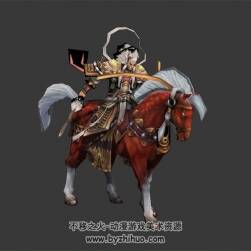 古代武將將軍騎馬 有綁骨和動(dòng)作 3D模型