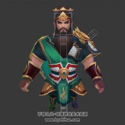 Q版卡通古代武將關(guān)羽關(guān)云長(zhǎng) 含骨骼綁定 3D模型