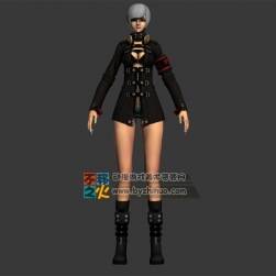 美女 银发 皮衣少女模型