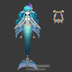 會眨眼的可愛蘿莉美人魚3DMax模型帶綁定貼圖下載