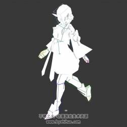 中式古裝游戲角色小女孩行走動作無貼圖3DMax模型帶綁定下載