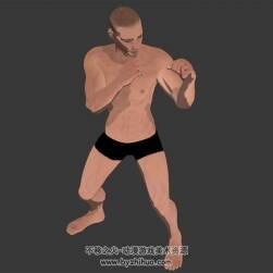 歐美男人肌肉型男3DMax模型下載拳擊動作