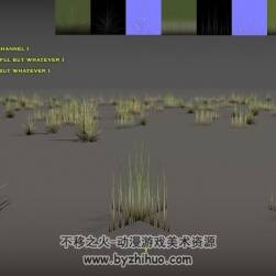Grass Pack 2 植物黄草3D模型 fbx obj格式分享