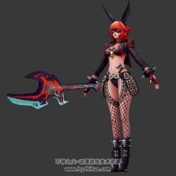 兔女郎皮膚電吉他搖滾女3D模型下載 格式Max