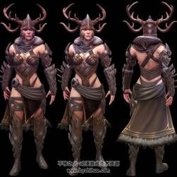 次世代 歐洲魔幻風格鹿角女戰(zhàn)士 3D模型三邊面高模