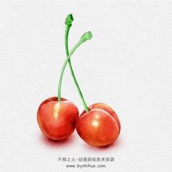 櫻桃-電子仿水彩畫