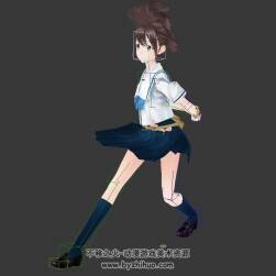 校園制服現(xiàn)代女孩3個3DMax模型奔跑動作分享帶綁定下載
