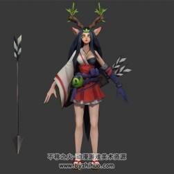 森林女精靈弓手 3D模型 有綁定