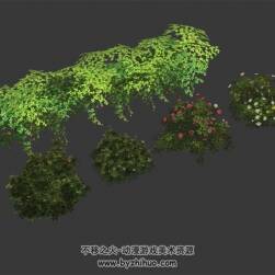 灌木丛 四角面3D模型 max格式下载