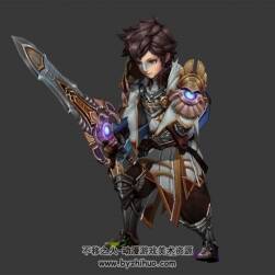 Q版正太鎧甲劍士帶兵器全套動(dòng)作3DMax模型帶骨骼下載
