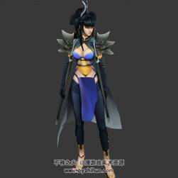 中式古代女俠雙手劍3DMax模型分享 全套動作部分有綁定