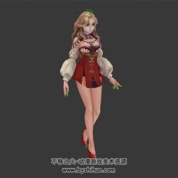 金發(fā)短裙少女 3D模型 有骨骼