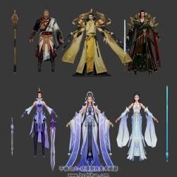 蜀山戰(zhàn)紀 游戲男女角色+部分場景道具3D模型 格式Max