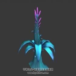 異形花草 四角面3D模型下載 max格式