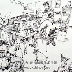 金政基超強(qiáng)大幅黑白插畫從頭手繪到尾視頻過程