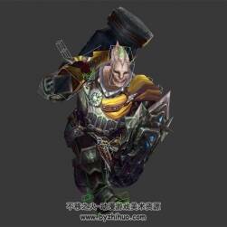 扛著大錘的壯漢戰(zhàn)士 3D模型 有綁定和動作