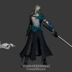 古風(fēng)長(zhǎng)刀俠客三段斬殺 3D模型 有綁定和動(dòng)作