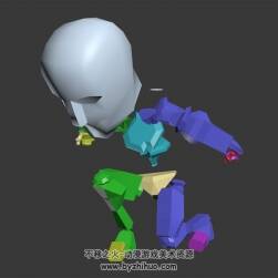 Q版游戏角色骨骼出场动作3DMax模型下载