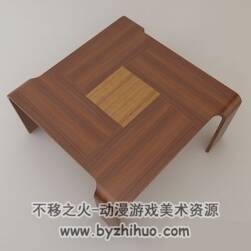 Axial Wooden Table C4D方桌3D模型分享