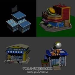 虛擬城市 成套3D場景建筑源文件+渲染圖參考 2174P