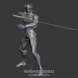 現(xiàn)代科幻武士日式武刀攻擊動(dòng)作3DMax模型帶綁定 四邊面