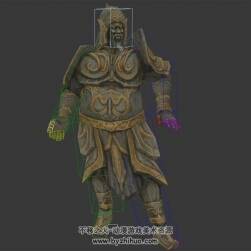 中式玄幻類(lèi)游戲怪物石像人將士3DMax模型帶綁定待機(jī)行走動(dòng)作下載