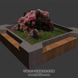 方形花壇 四角面3D模型 max格式下載