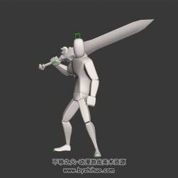 抗剑的人物 3D模型 有绑定和挥剑动作