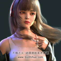 高質(zhì)量女角色Tpose蒙皮骨骼綁定4K貼圖